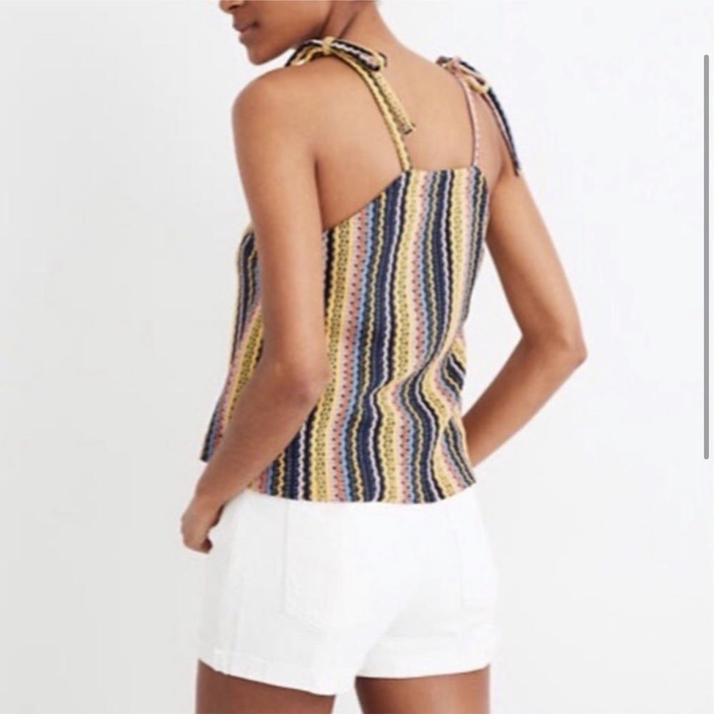 Madewell texture & thread tie shoulder tank top stripes